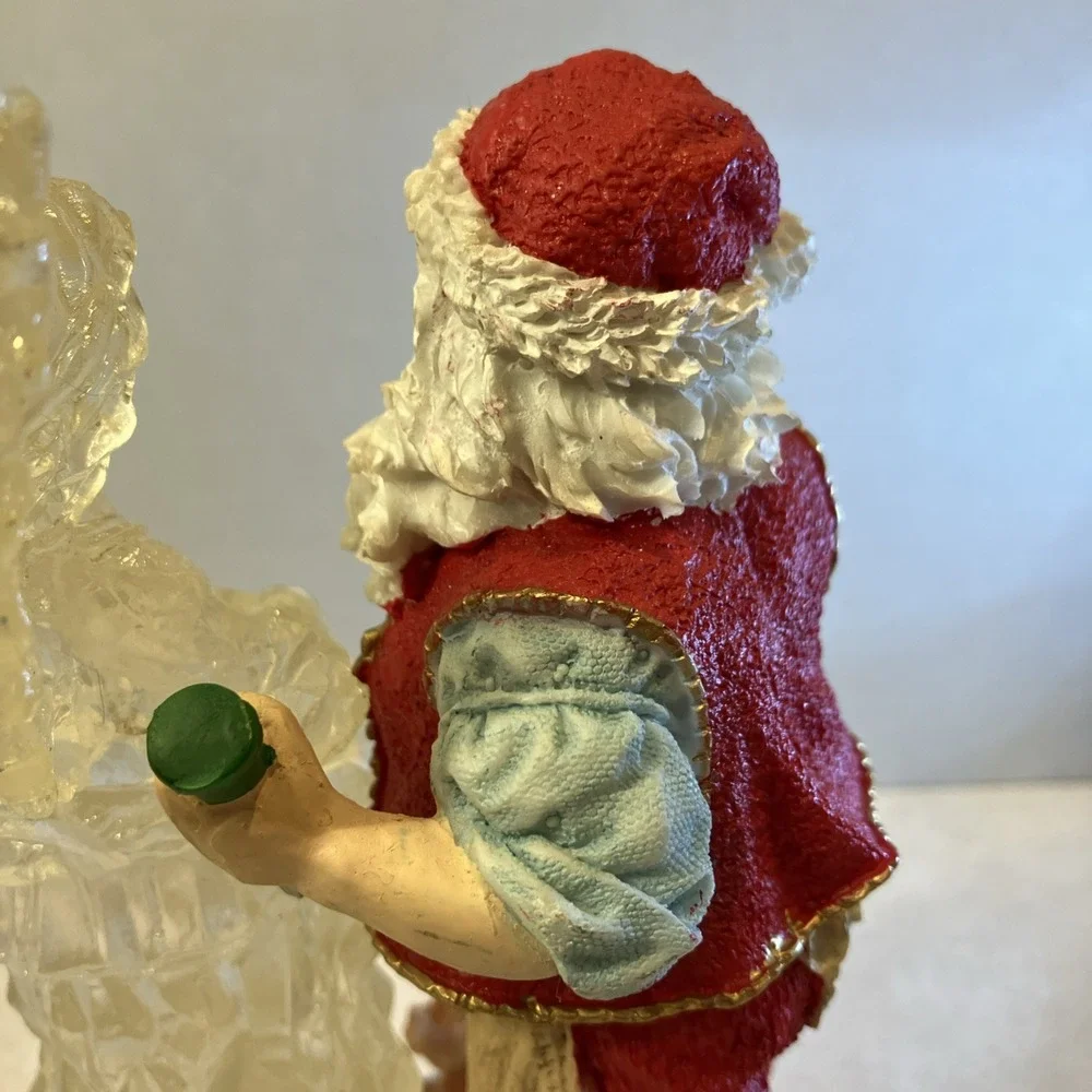 Vtg Santa Claus Carving Ice Angel Figurine Resin Christmas Decor Squirrel Bird